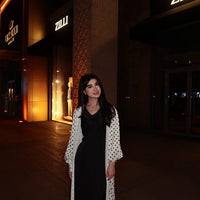 White Polka Dot Open Abaya