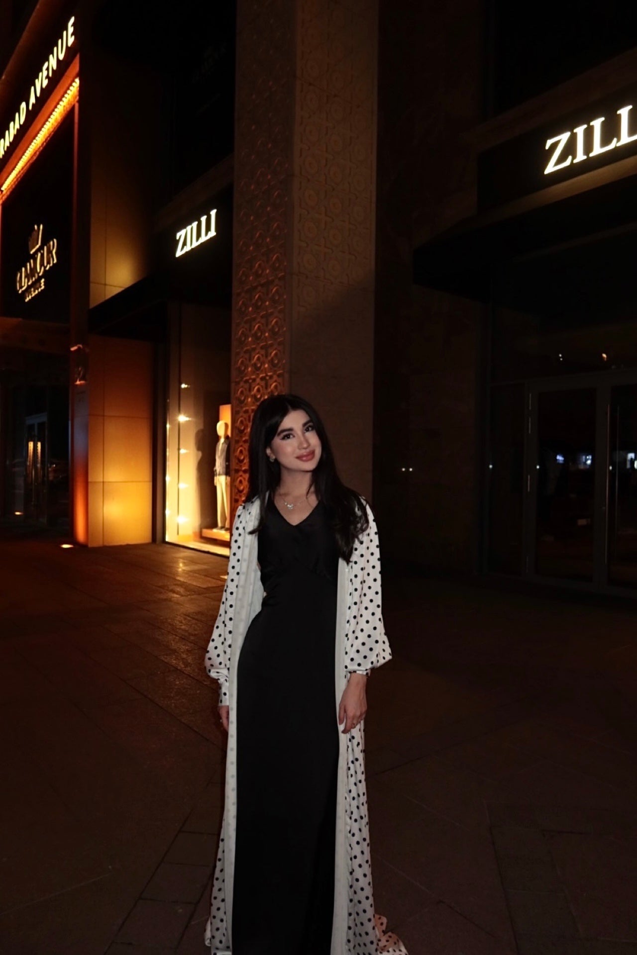 White Polka Dot Open Abaya